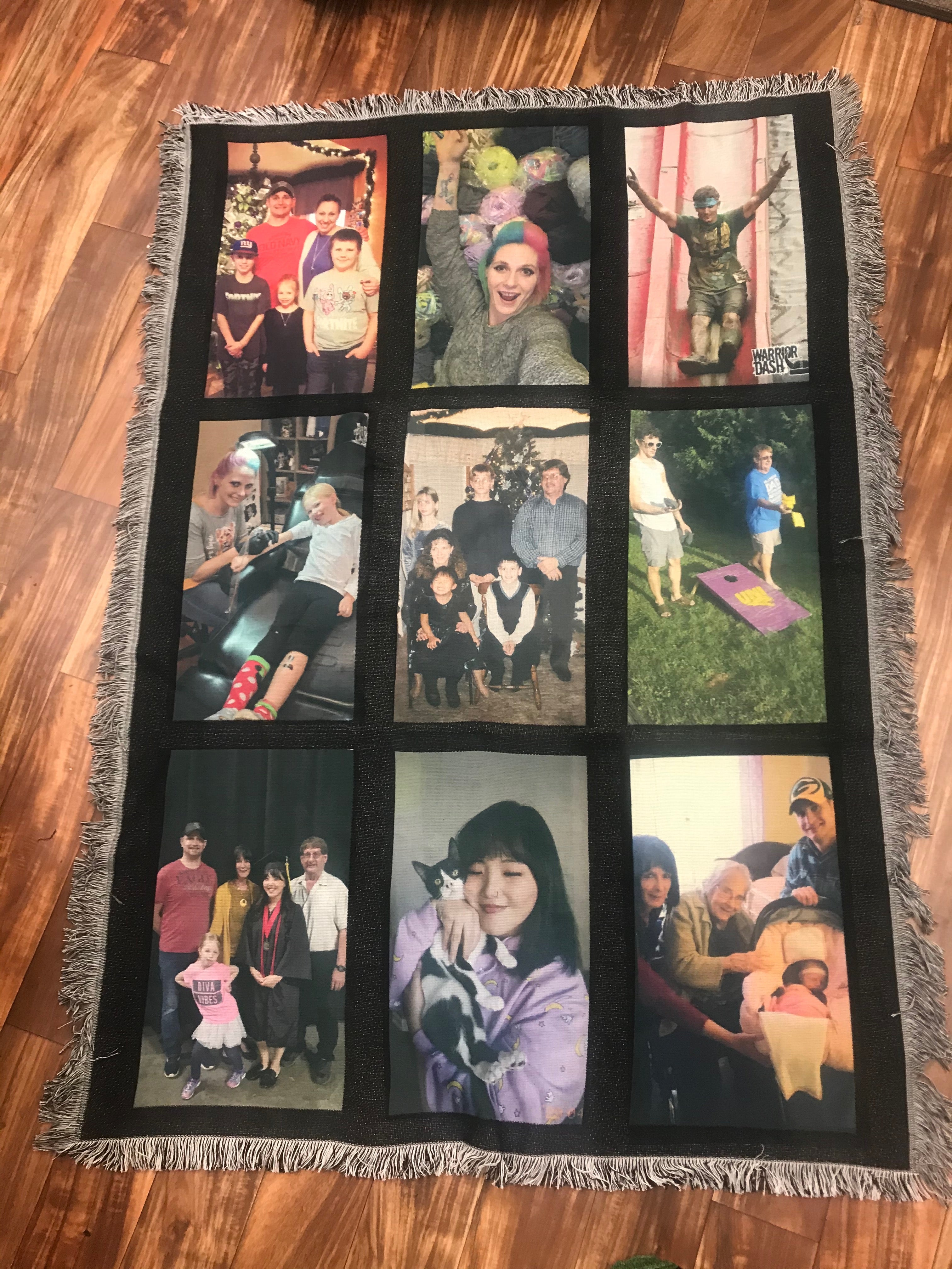 Personalized Photo 9-Panel Throw Blanket 60"x40" - Design Your Own