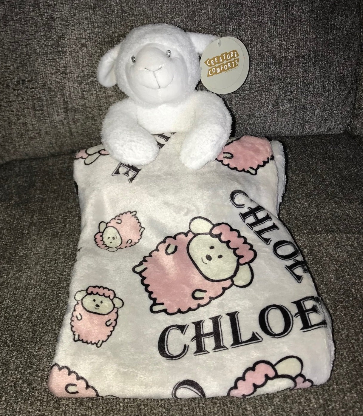 Personalized Baby Blanket and Stuffed Lamb - Ideal Gift Set